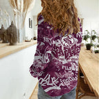 Manly Warringah Sea Eagles Rugby Women Casual Shirt Graffiti Typography Urban Camo Abstract Street Style