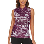 Manly Warringah Sea Eagles Rugby Women Sleeveless Polo Shirt Graffiti Typography Urban Camo Abstract Street Style