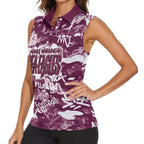 Manly Warringah Sea Eagles Rugby Women Sleeveless Polo Shirt Graffiti Typography Urban Camo Abstract Street Style