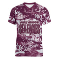 Manly Warringah Sea Eagles Rugby Women V-Neck T-Shirt Graffiti Typography Urban Camo Abstract Street Style