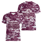 Manly Warringah Sea Eagles Rugby Women V-Neck T-Shirt Graffiti Typography Urban Camo Abstract Street Style