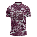Manly Warringah Sea Eagles Rugby Zipper Polo Shirt Graffiti Typography Urban Camo Abstract Street Style