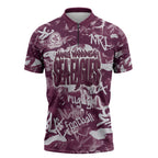 Manly Warringah Sea Eagles Rugby Zipper Polo Shirt Graffiti Typography Urban Camo Abstract Street Style