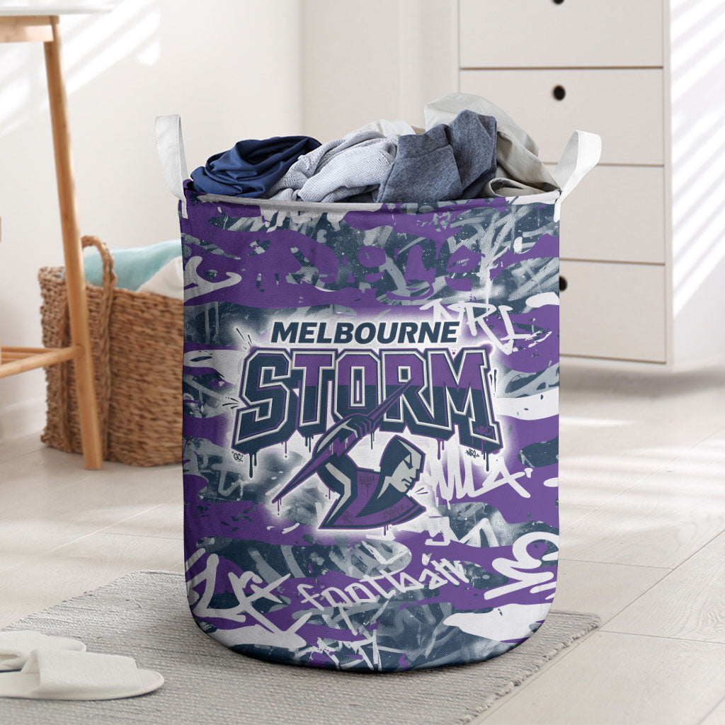 Melbourne Storm Rugby Laundry Basket Graffiti Typography Urban Camo Abstract Street Style