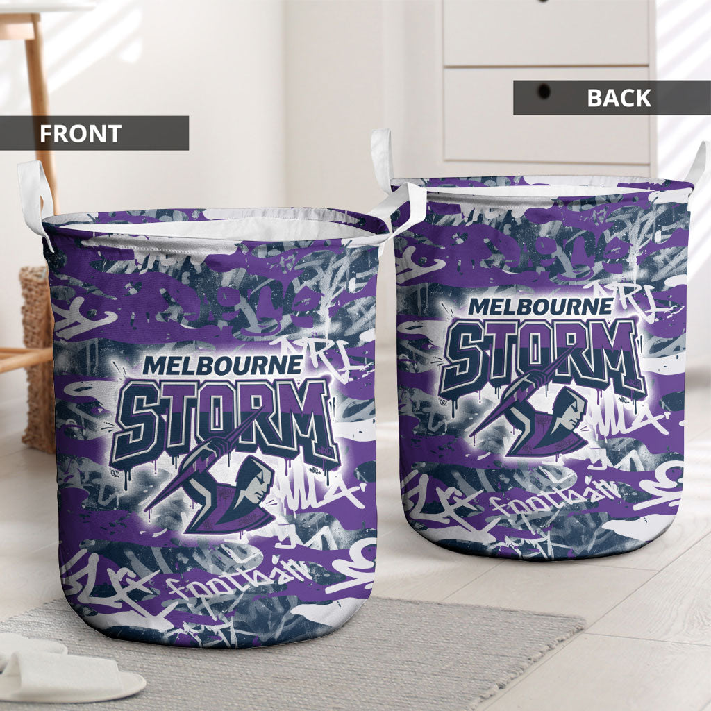 Melbourne Storm Rugby Laundry Basket Graffiti Typography Urban Camo Abstract Street Style