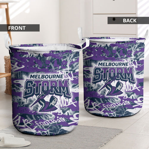 Melbourne Storm Rugby Laundry Basket Graffiti Typography Urban Camo Abstract Street Style