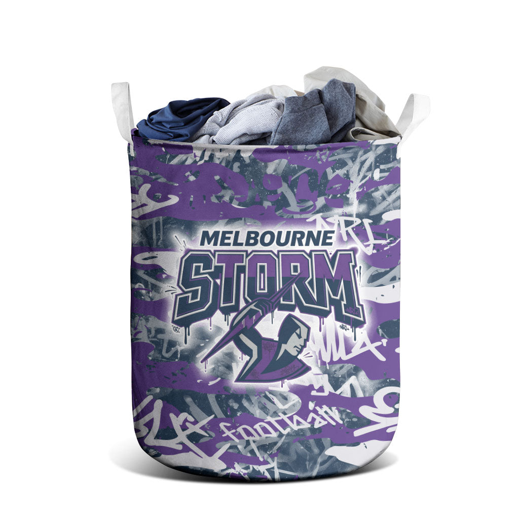 Melbourne Storm Rugby Laundry Basket Graffiti Typography Urban Camo Abstract Street Style