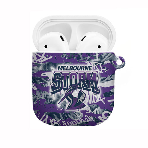 Melbourne Storm Rugby AirPods Case Graffiti Typography Urban Camo Abstract Street Style