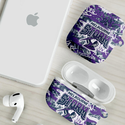 Melbourne Storm Rugby AirPods Case Graffiti Typography Urban Camo Abstract Street Style