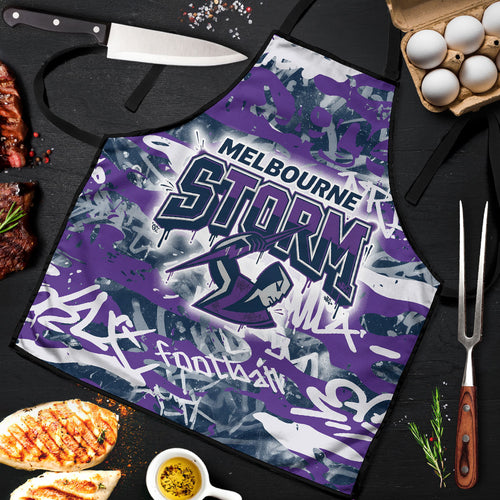 Melbourne Storm Rugby Apron Graffiti Typography Urban Camo Abstract Street Style