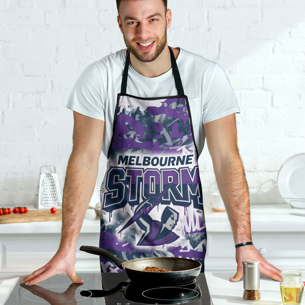 Melbourne Storm Rugby Apron Graffiti Typography Urban Camo Abstract Street Style