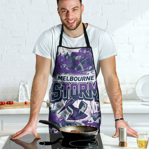Melbourne Storm Rugby Apron Graffiti Typography Urban Camo Abstract Street Style