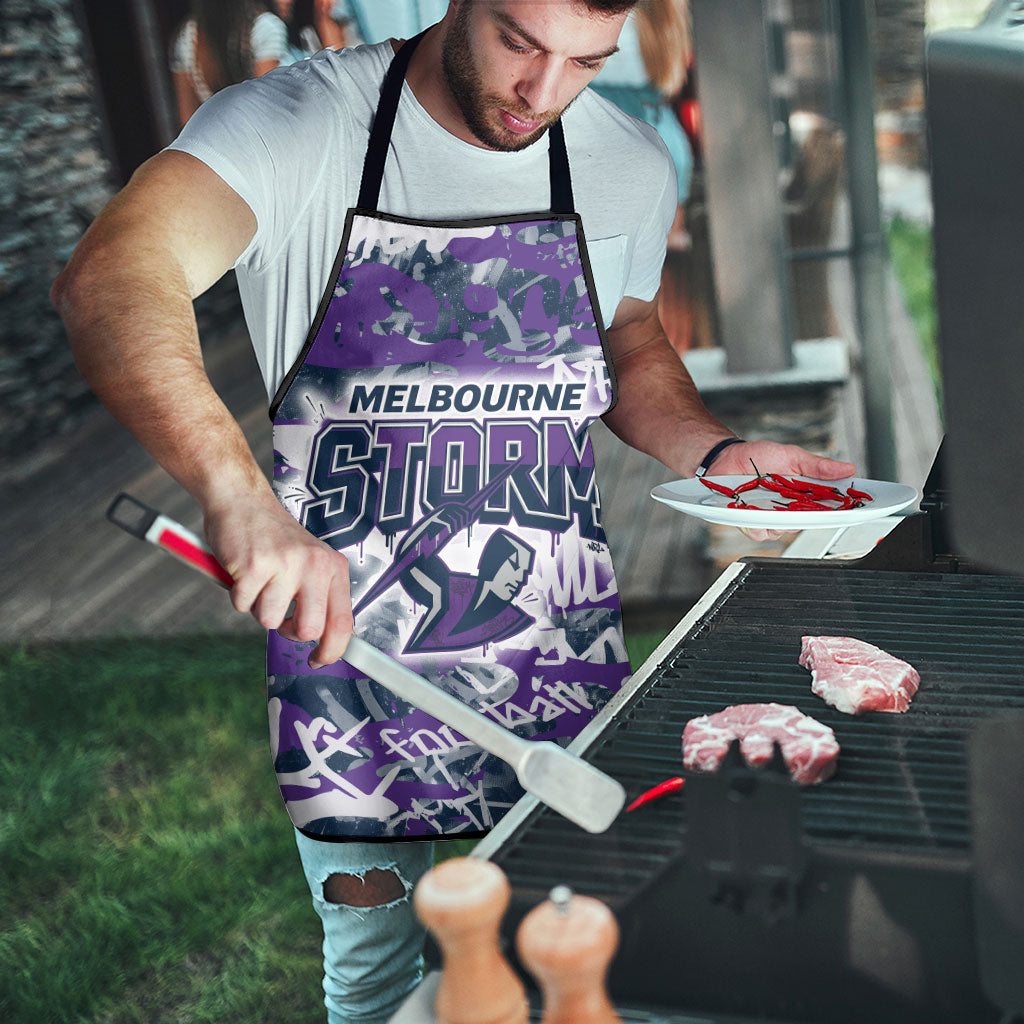 Melbourne Storm Rugby Apron Graffiti Typography Urban Camo Abstract Street Style