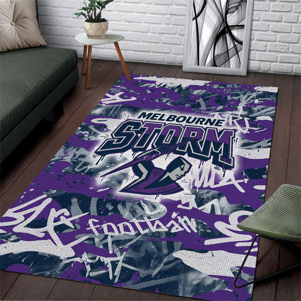 Melbourne Storm Rugby Area Rug Graffiti Typography Urban Camo Abstract Street Style