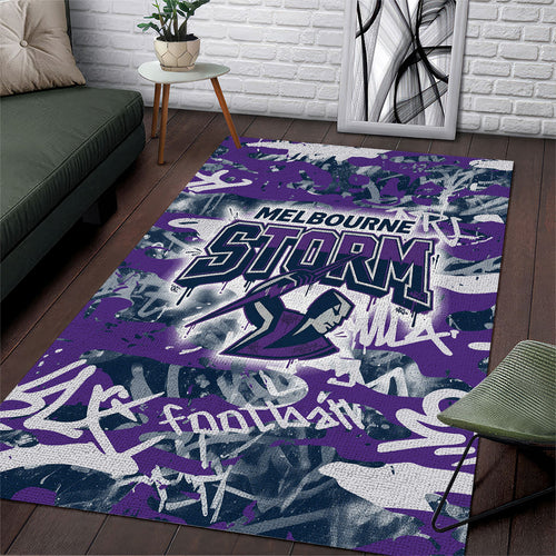 Melbourne Storm Rugby Area Rug Graffiti Typography Urban Camo Abstract Street Style