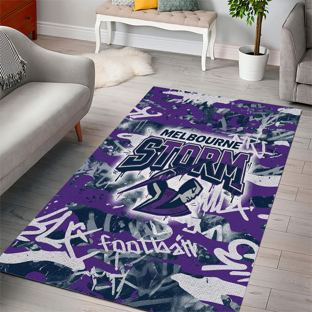 Melbourne Storm Rugby Area Rug Graffiti Typography Urban Camo Abstract Street Style