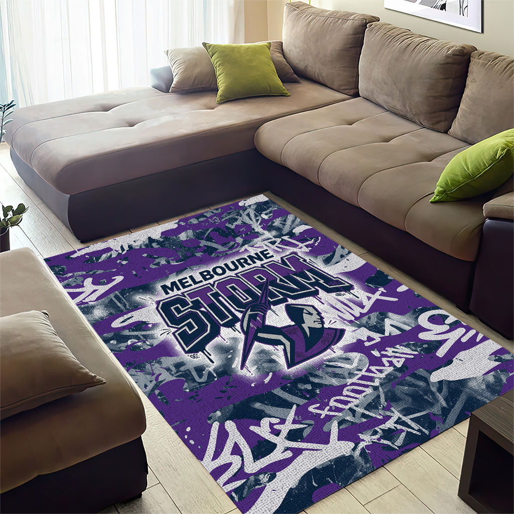 Melbourne Storm Rugby Area Rug Graffiti Typography Urban Camo Abstract Street Style