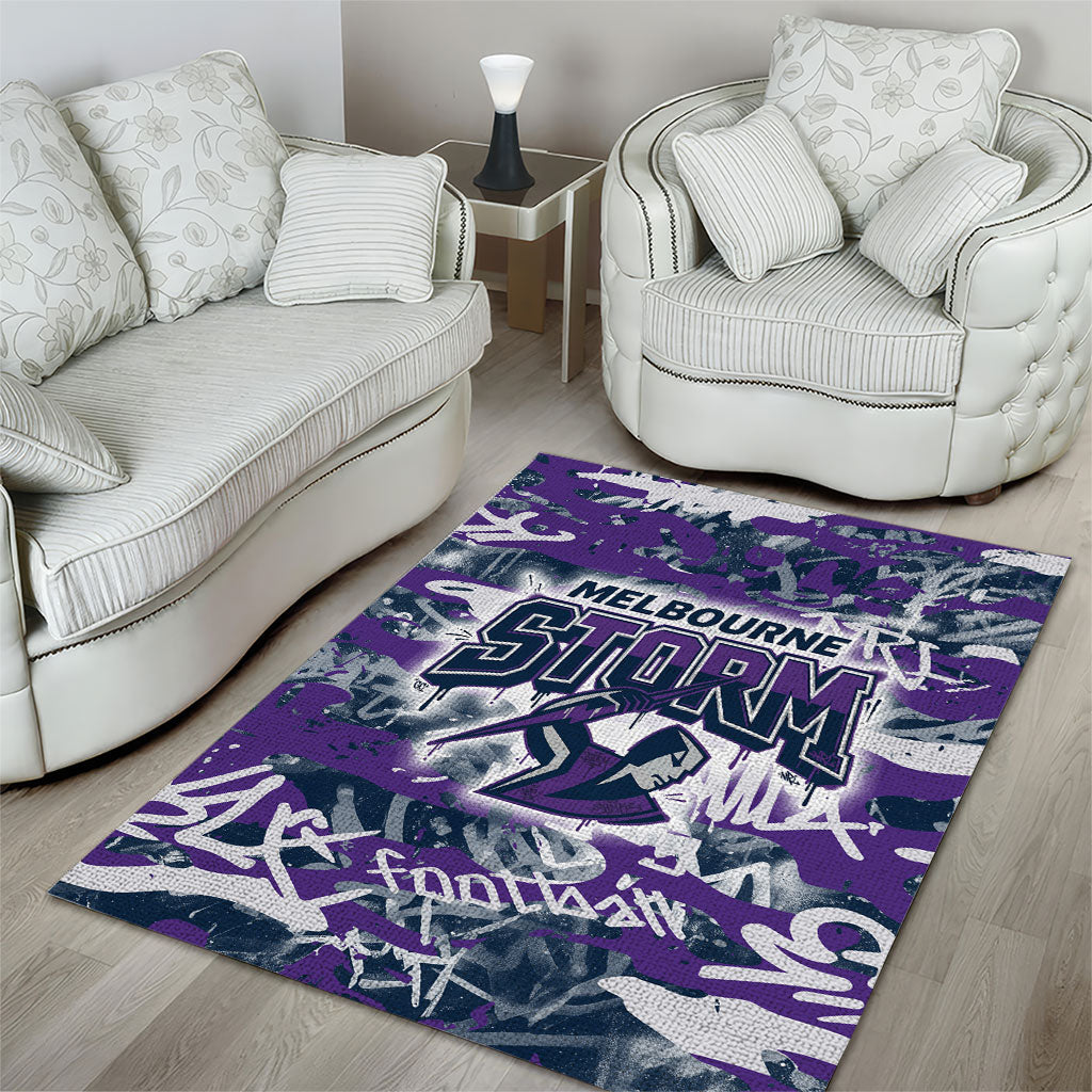 Melbourne Storm Rugby Area Rug Graffiti Typography Urban Camo Abstract Street Style