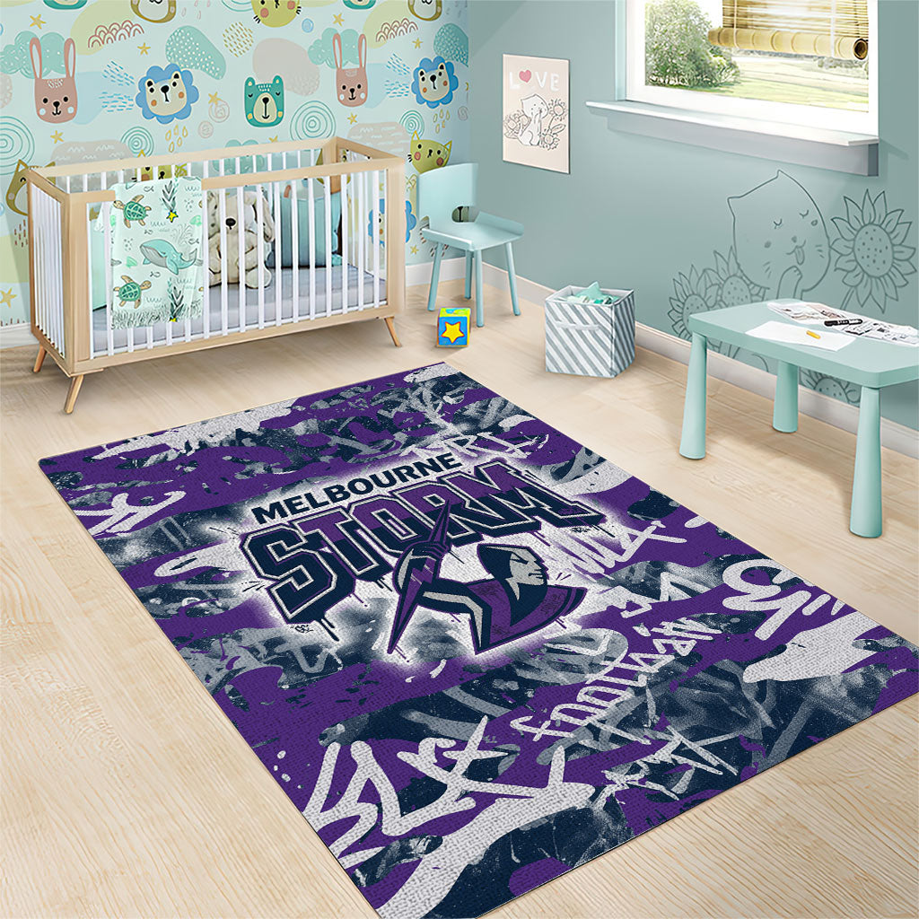Melbourne Storm Rugby Area Rug Graffiti Typography Urban Camo Abstract Street Style