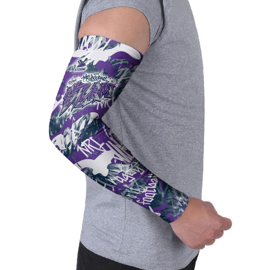 Melbourne Storm Rugby Arm Sleeves Graffiti Typography Urban Camo Abstract Street Style