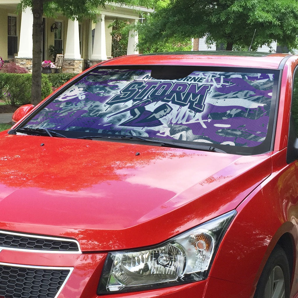 Melbourne Storm Rugby Auto Sun Shade Graffiti Typography Urban Camo Abstract Street Style