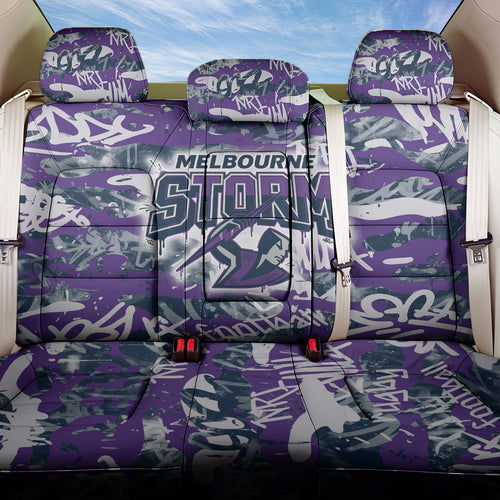 Melbourne Storm Rugby Back Car Seat Cover Graffiti Typography Urban Camo Abstract Street Style