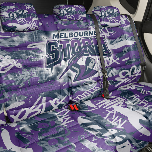 Melbourne Storm Rugby Back Car Seat Cover Graffiti Typography Urban Camo Abstract Street Style