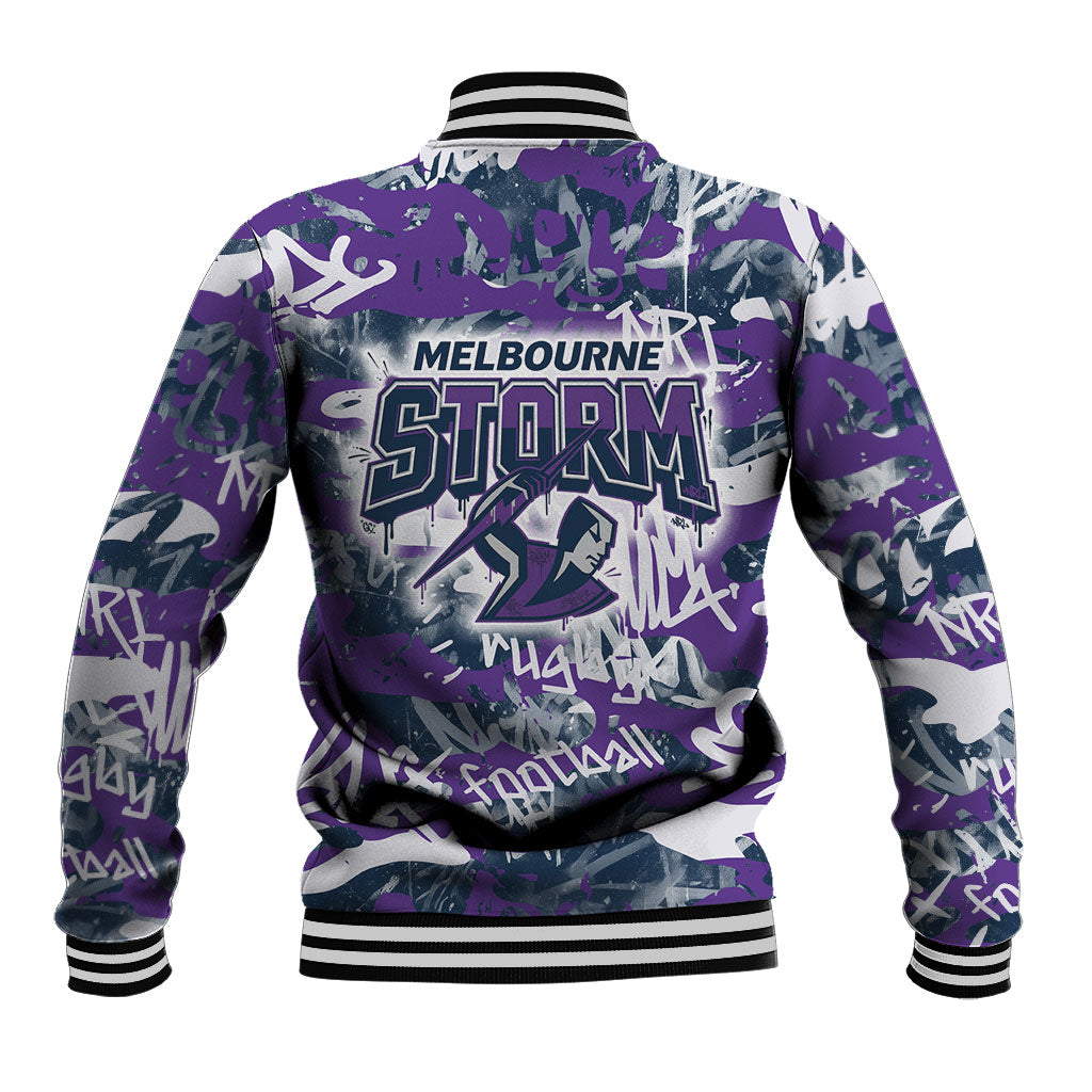Melbourne Storm Rugby Baseball Jacket Graffiti Typography Urban Camo Abstract Street Style