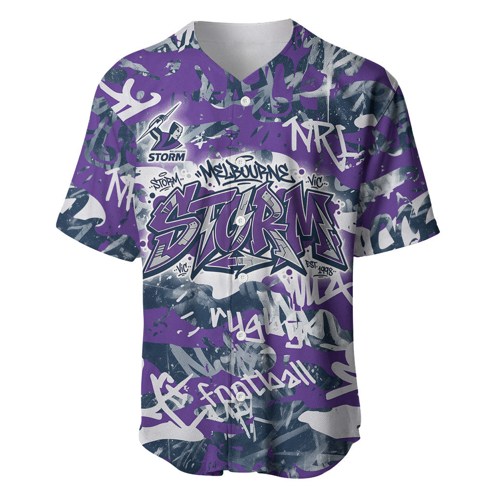 Melbourne Storm Rugby Baseball Jersey Graffiti Typography Urban Camo Abstract Street Style