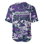 Melbourne Storm Rugby Baseball Jersey Graffiti Typography Urban Camo Abstract Street Style