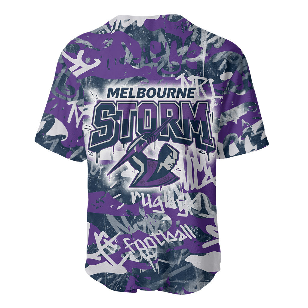 Melbourne Storm Rugby Baseball Jersey Graffiti Typography Urban Camo Abstract Street Style
