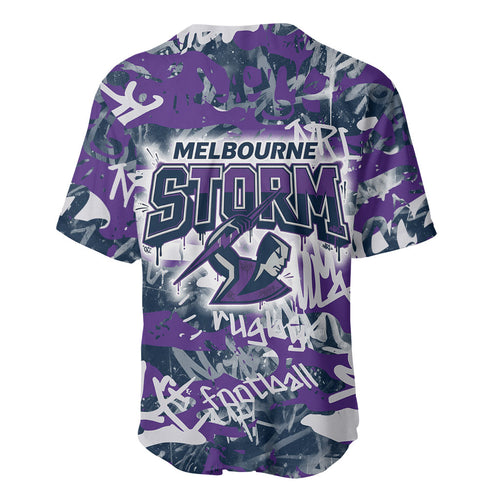 Melbourne Storm Rugby Baseball Jersey Graffiti Typography Urban Camo Abstract Street Style