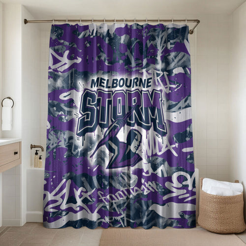 Melbourne Storm Rugby Bathroom Set Graffiti Typography Urban Camo Abstract Street Style