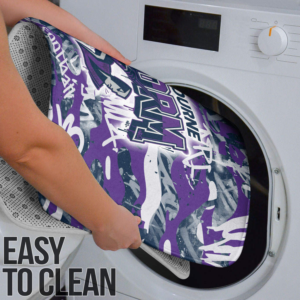 Melbourne Storm Rugby Bathroom Set Graffiti Typography Urban Camo Abstract Street Style