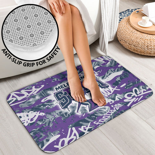 Melbourne Storm Rugby Bathroom Set Graffiti Typography Urban Camo Abstract Street Style