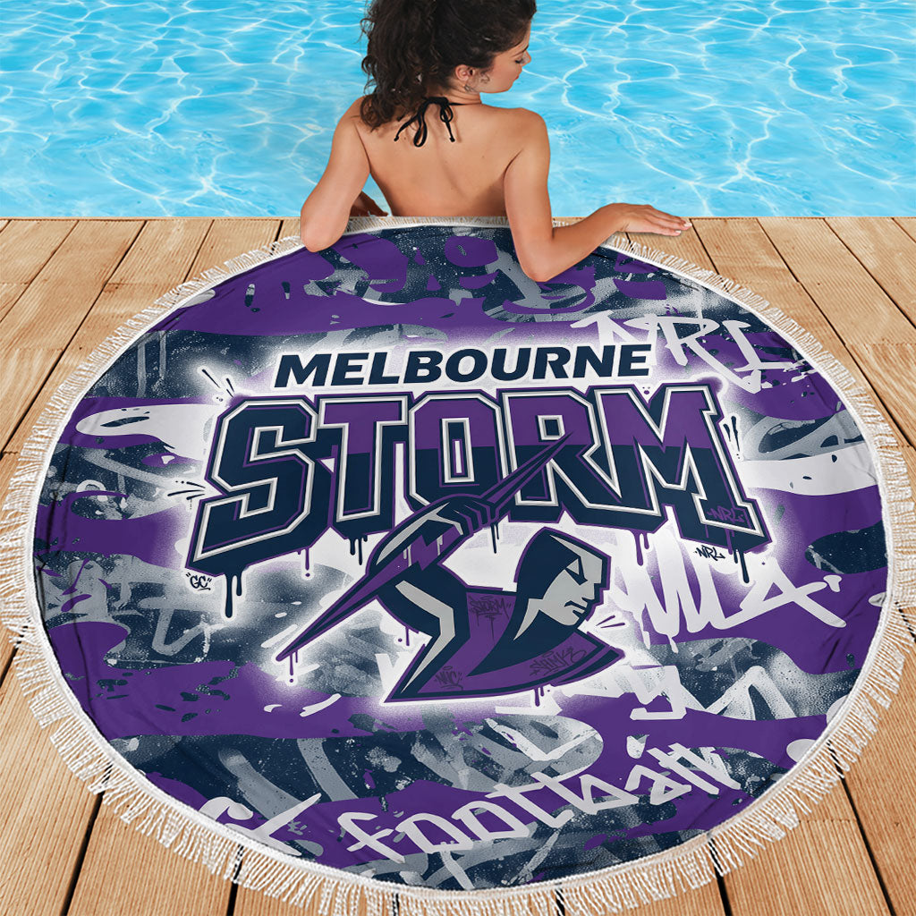 Melbourne Storm Rugby Beach Blanket Graffiti Typography Urban Camo Abstract Street Style