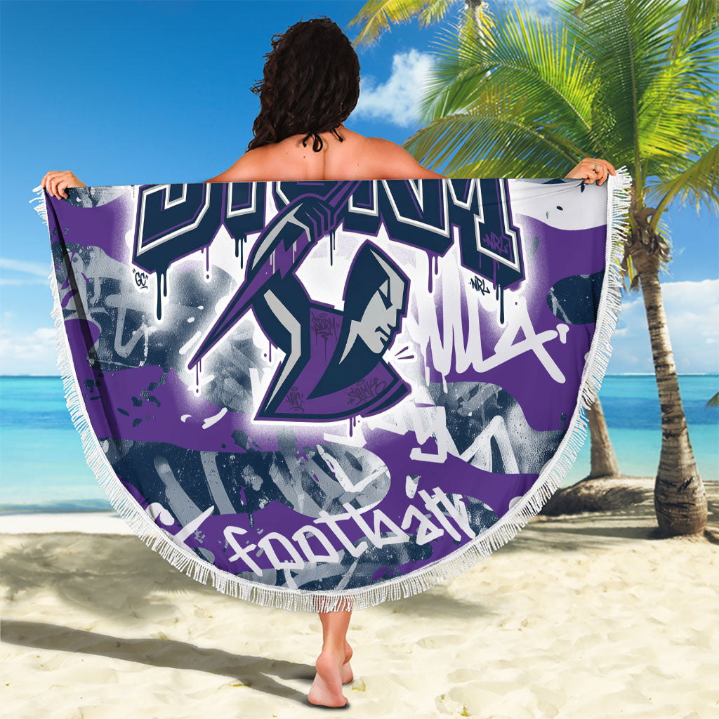 Melbourne Storm Rugby Beach Blanket Graffiti Typography Urban Camo Abstract Street Style