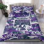 Melbourne Storm Rugby Bedding Set Graffiti Typography Urban Camo Abstract Street Style