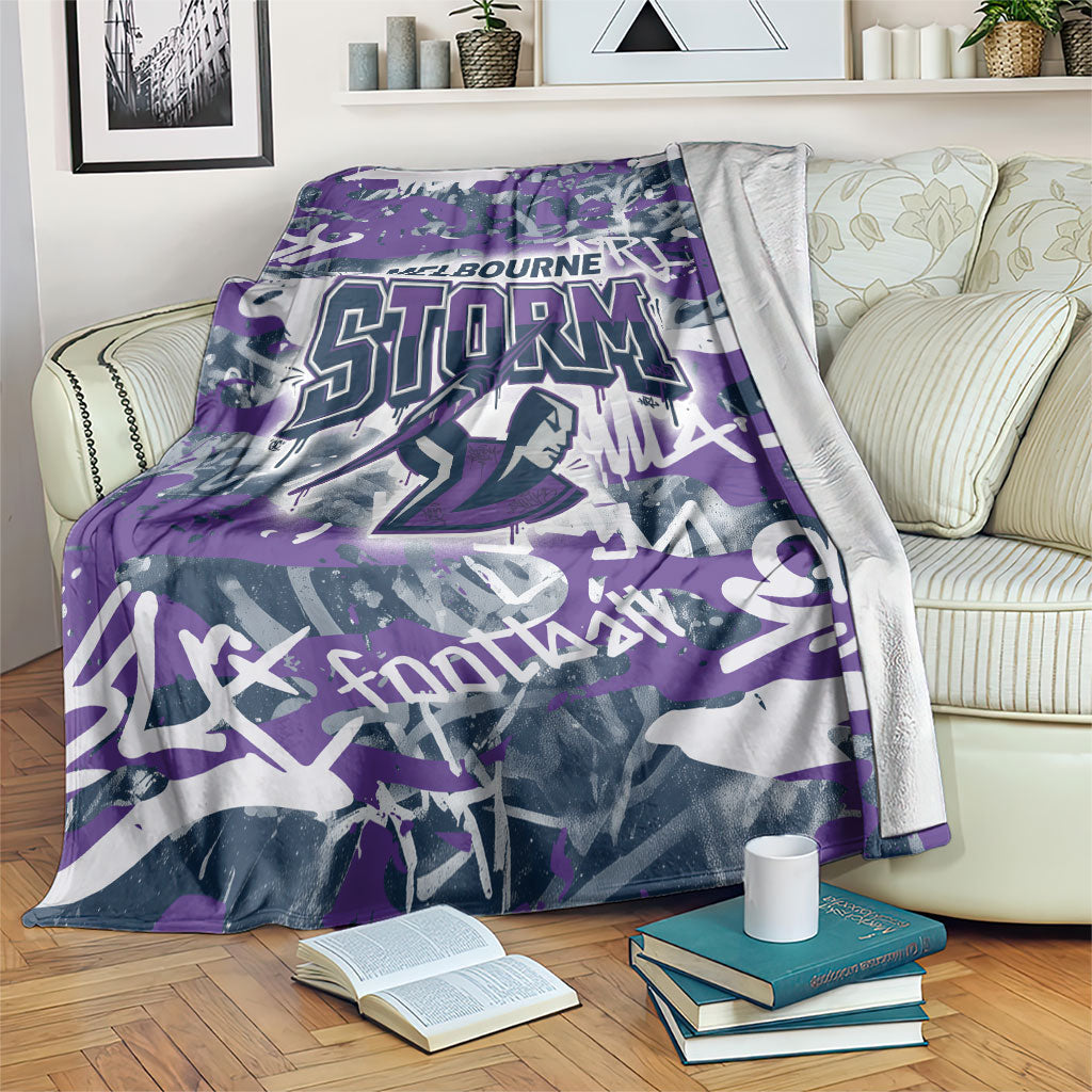 Melbourne Storm Rugby Blanket Graffiti Typography Urban Camo Abstract Street Style