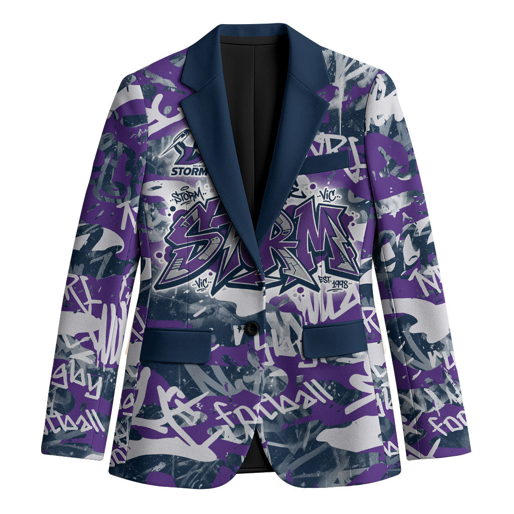 Melbourne Storm Rugby Blazer Graffiti Typography Urban Camo Abstract Street Style