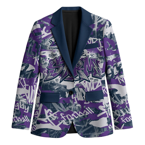 Melbourne Storm Rugby Blazer Graffiti Typography Urban Camo Abstract Street Style