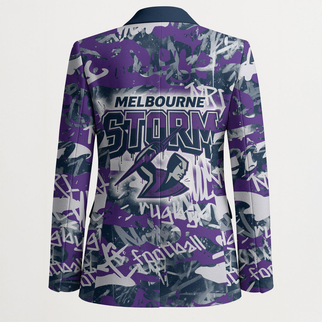 Melbourne Storm Rugby Blazer Graffiti Typography Urban Camo Abstract Street Style