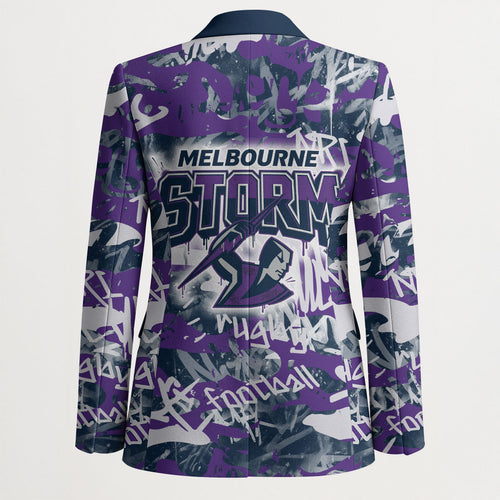 Melbourne Storm Rugby Blazer Graffiti Typography Urban Camo Abstract Street Style
