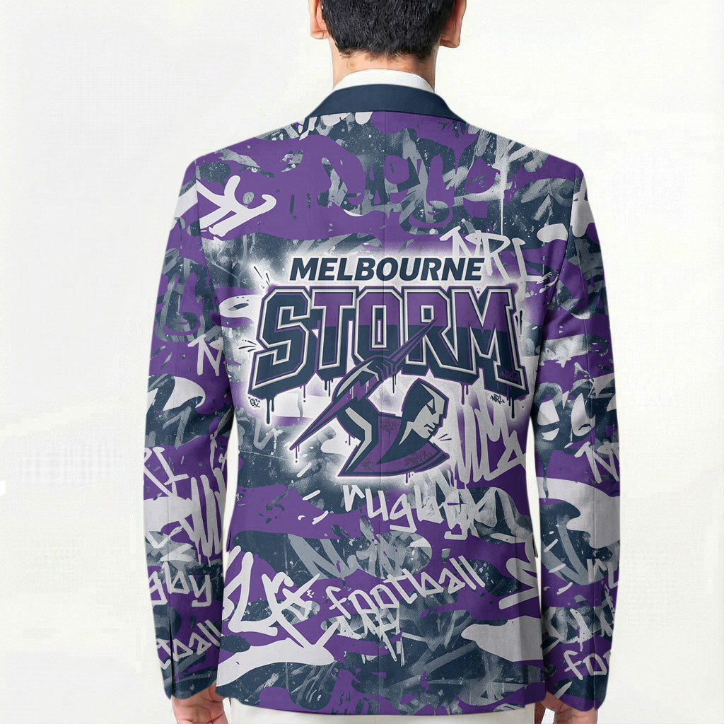 Melbourne Storm Rugby Blazer Graffiti Typography Urban Camo Abstract Street Style
