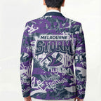 Melbourne Storm Rugby Blazer Graffiti Typography Urban Camo Abstract Street Style