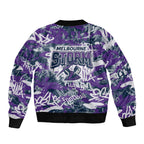 Melbourne Storm Rugby Bomber Jacket Graffiti Typography Urban Camo Abstract Street Style