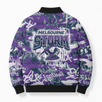 Melbourne Storm Rugby Bomber Puffer Jacket Graffiti Typography Urban Camo Abstract Street Style