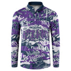 Melbourne Storm Rugby Button Sweatshirt Graffiti Typography Urban Camo Abstract Street Style