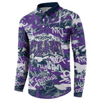 Melbourne Storm Rugby Button Sweatshirt Graffiti Typography Urban Camo Abstract Street Style
