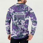 Melbourne Storm Rugby Button Sweatshirt Graffiti Typography Urban Camo Abstract Street Style